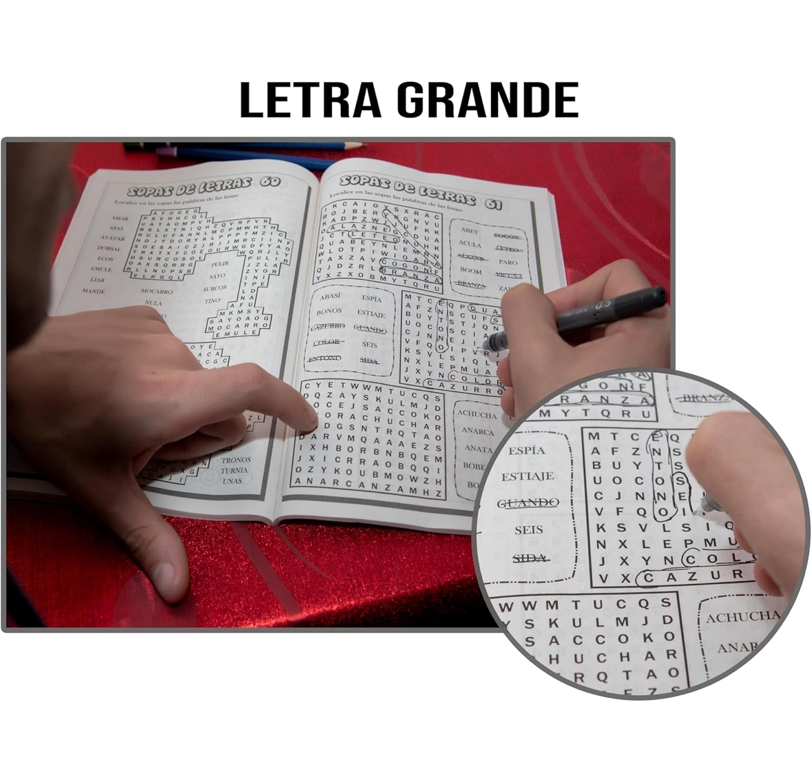 Sopas De Letras 792 Sopas Pack de 4 unidades Pasatiempos En español Con Letra Grande En Blanco Y Negro