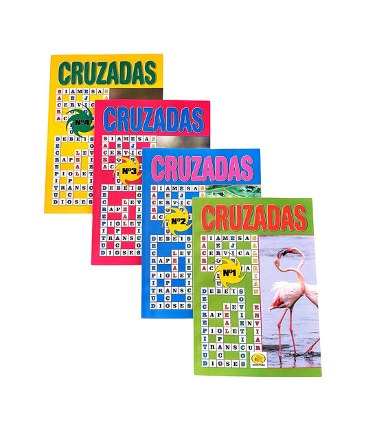 Cruzadas Pasatiempos para Adultos, Pack de 4 Libros, Blanco y Negro, En español