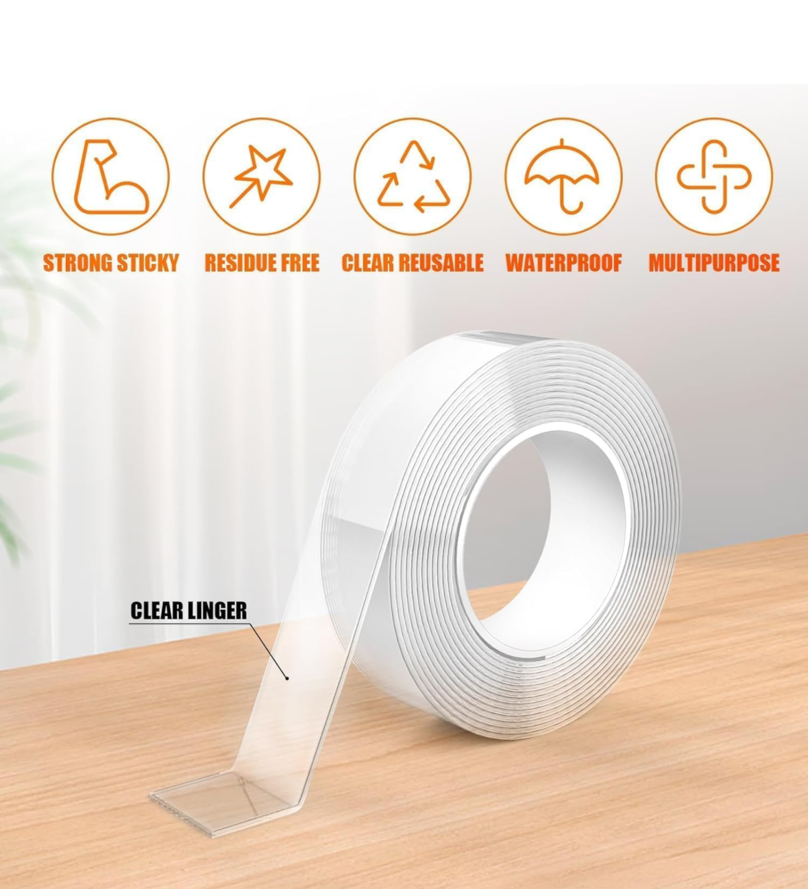 Pack 2 cintas doble cara extrafuerte adhesivo transparente, resistente al agua, montaje para interior y exterior para decoración, reparación, fijación en paredes, ideal para fijar alfombras, medidas son cada rollo de 3 Metros x3 cm ancho
