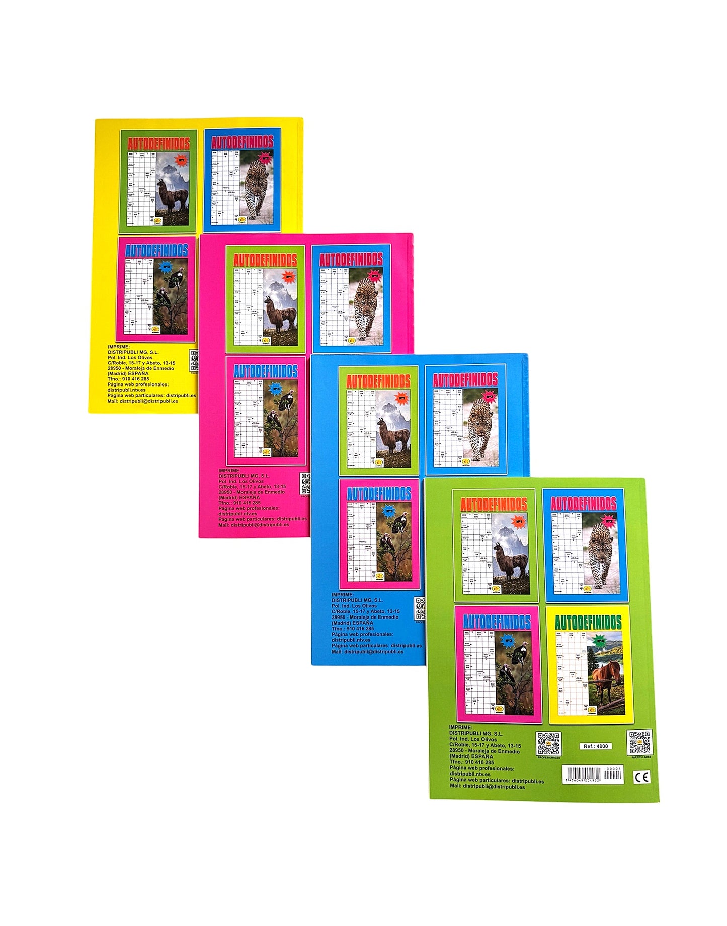 Autodefinidos Pack De 4 Libros Pasatiempos En español Para Adultos Blanco y Negro