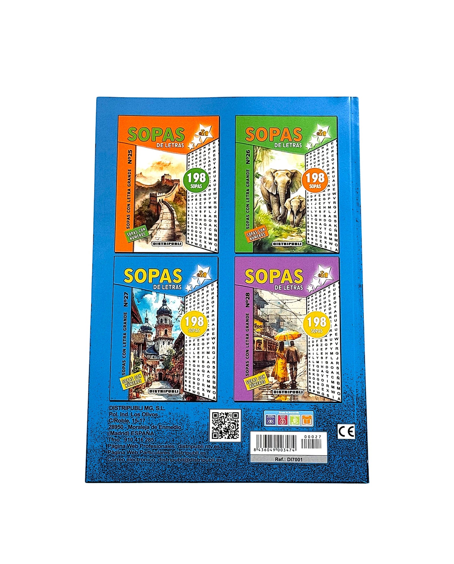 Sopas De Letras 792 Sopas Pack de 4 unidades Pasatiempos En español Con Letra Grande En Blanco Y Negro