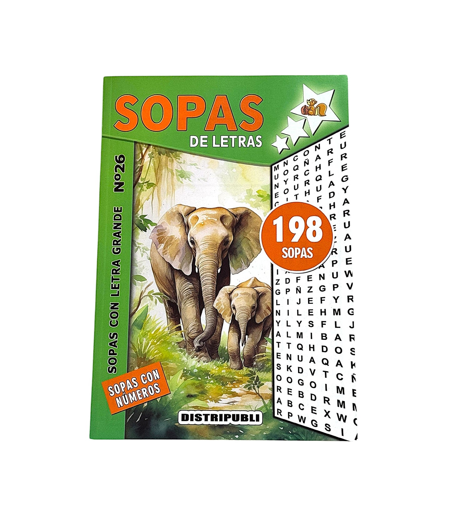 Sopas De Letras 792 Sopas Pack de 4 unidades Pasatiempos En español Con Letra Grande En Blanco Y Negro