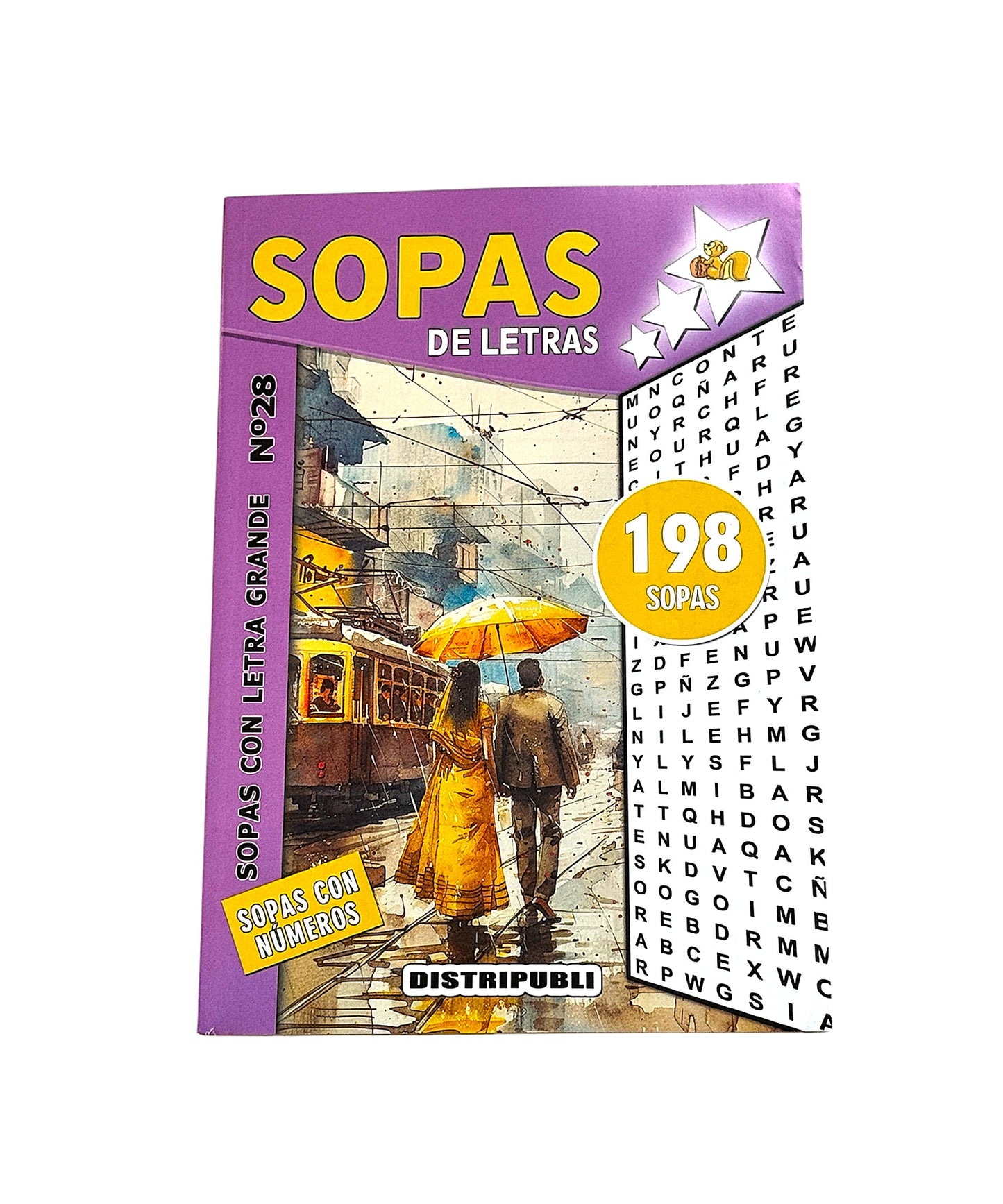 Sopas De Letras 792 Sopas Pack de 4 unidades Pasatiempos En español Con Letra Grande En Blanco Y Negro