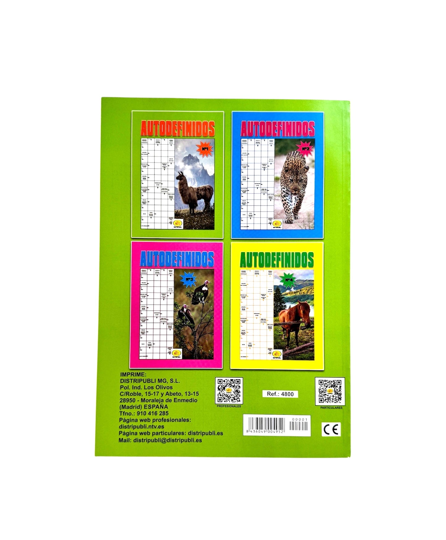 Autodefinidos Pack De 4 Libros Pasatiempos En español Para Adultos Blanco y Negro