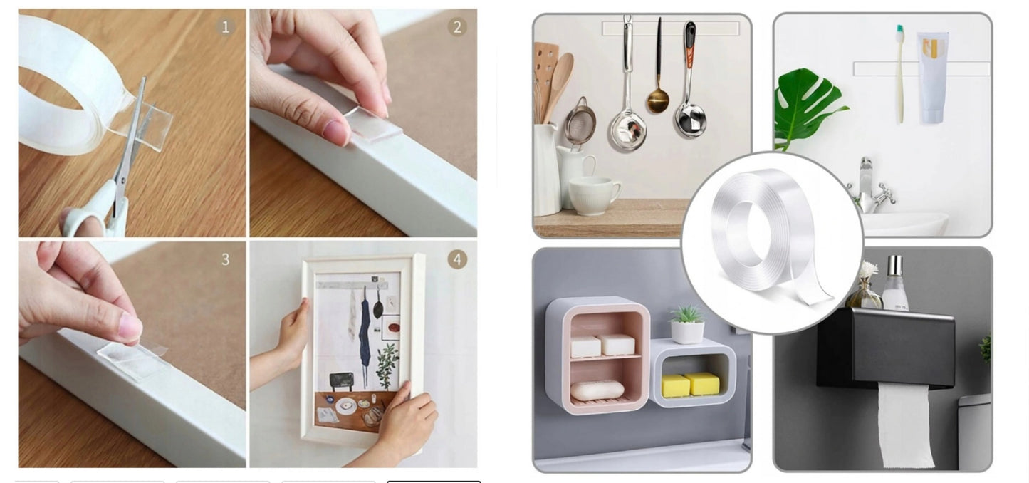 Flexómetro  Bricotech 5m x 32mm cinta métrica de acero resistente con estuche ergonómico incluye 1 cinta doble cara trasparente de 3m ideal para montaje de interiores, exteriores, decoración, manualidades, reparación Y alfombras