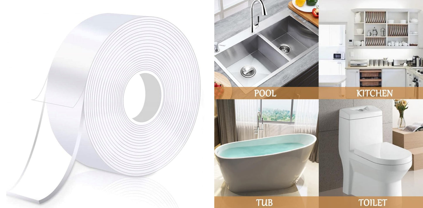 Flexómetro  Bricotech 5m x 32mm cinta métrica de acero resistente con estuche ergonómico incluye 1 cinta doble cara trasparente de 3m ideal para montaje de interiores, exteriores, decoración, manualidades, reparación Y alfombras